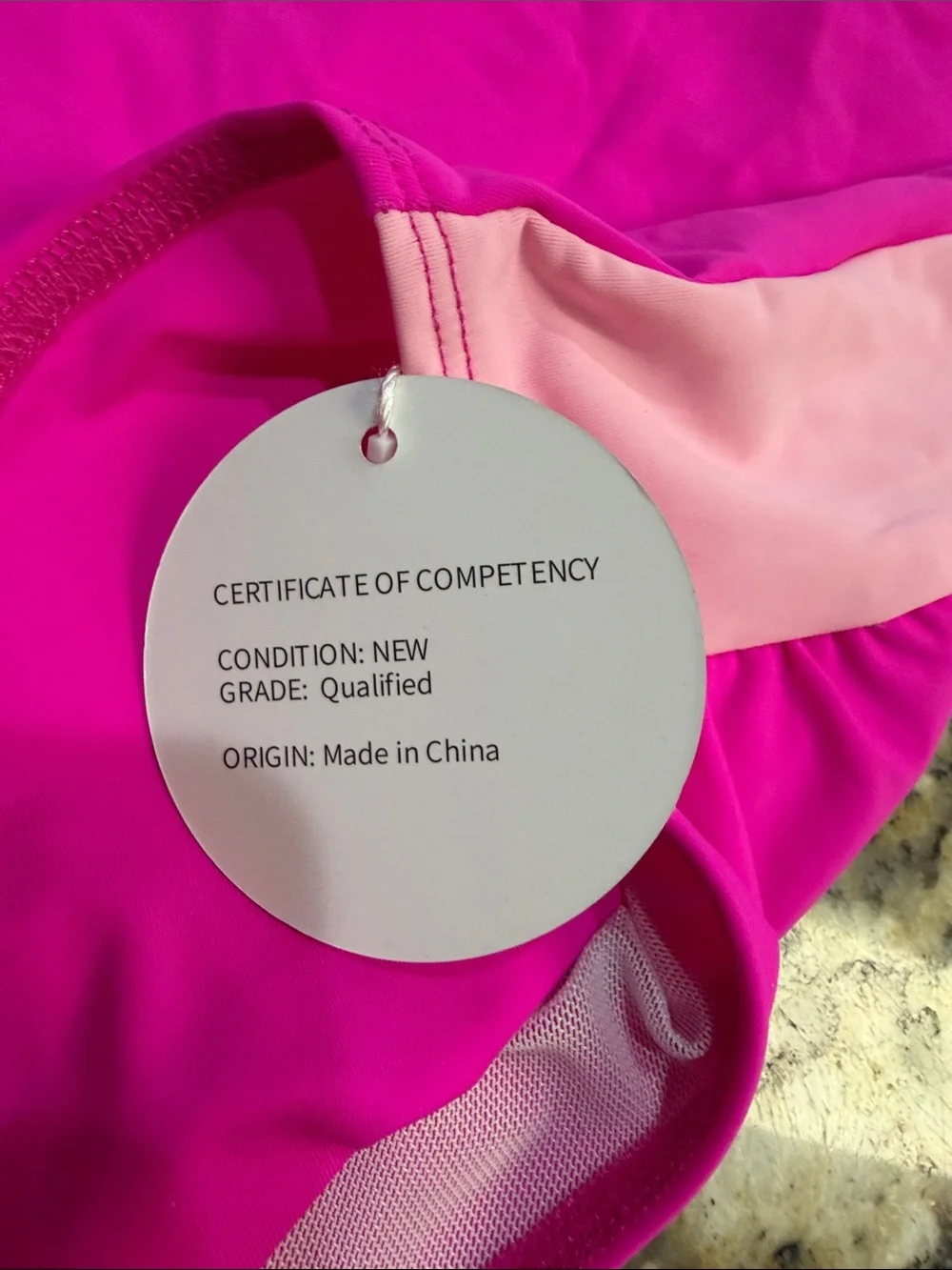 Girls' Pink Two-Tone One-Piece Swimsuit